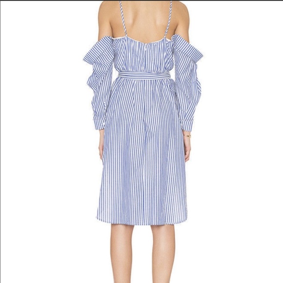 Like new! Bardot Paloma Striped Midi Dress Off the Shoulder - Picture 4 of 12